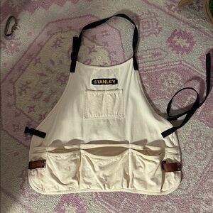 Vintage Stanley Cream Utility Apron with Black Straps
